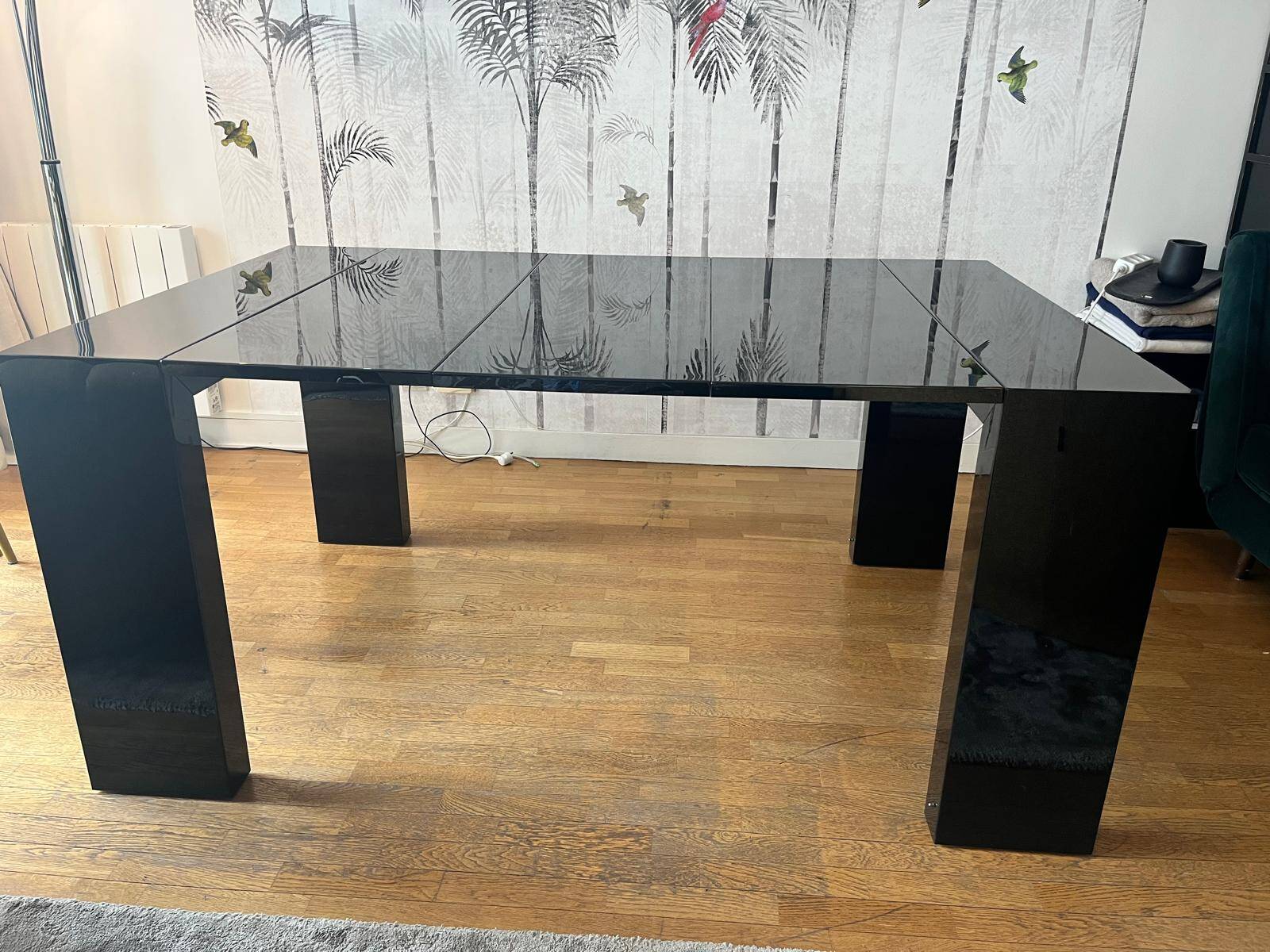 Roche Bobois black lacquered console table