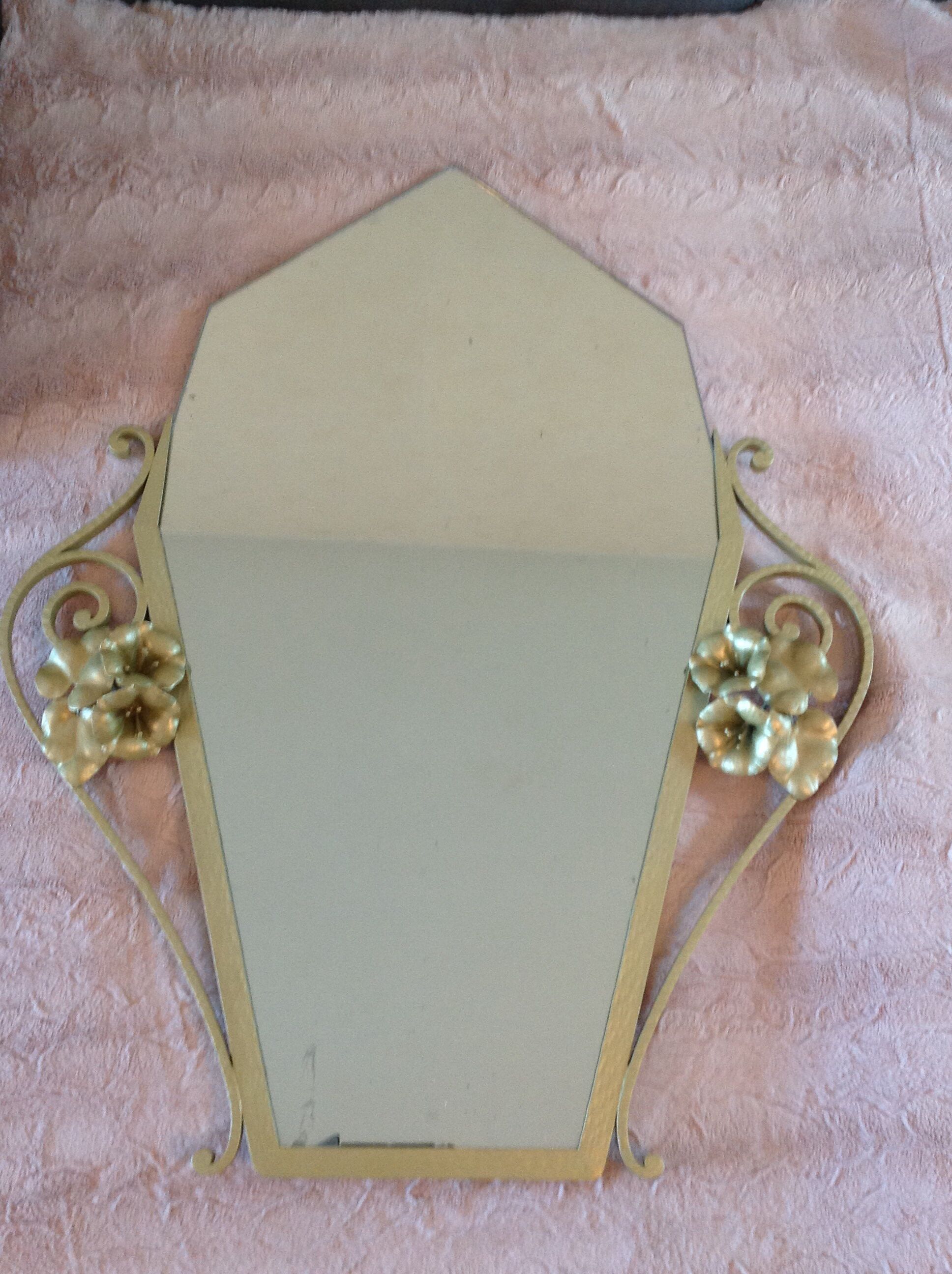 Big gold art deco mirror 69x85cm