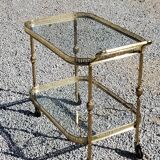 Rolling service of the 50s and 60s in gilded brass double glass trays