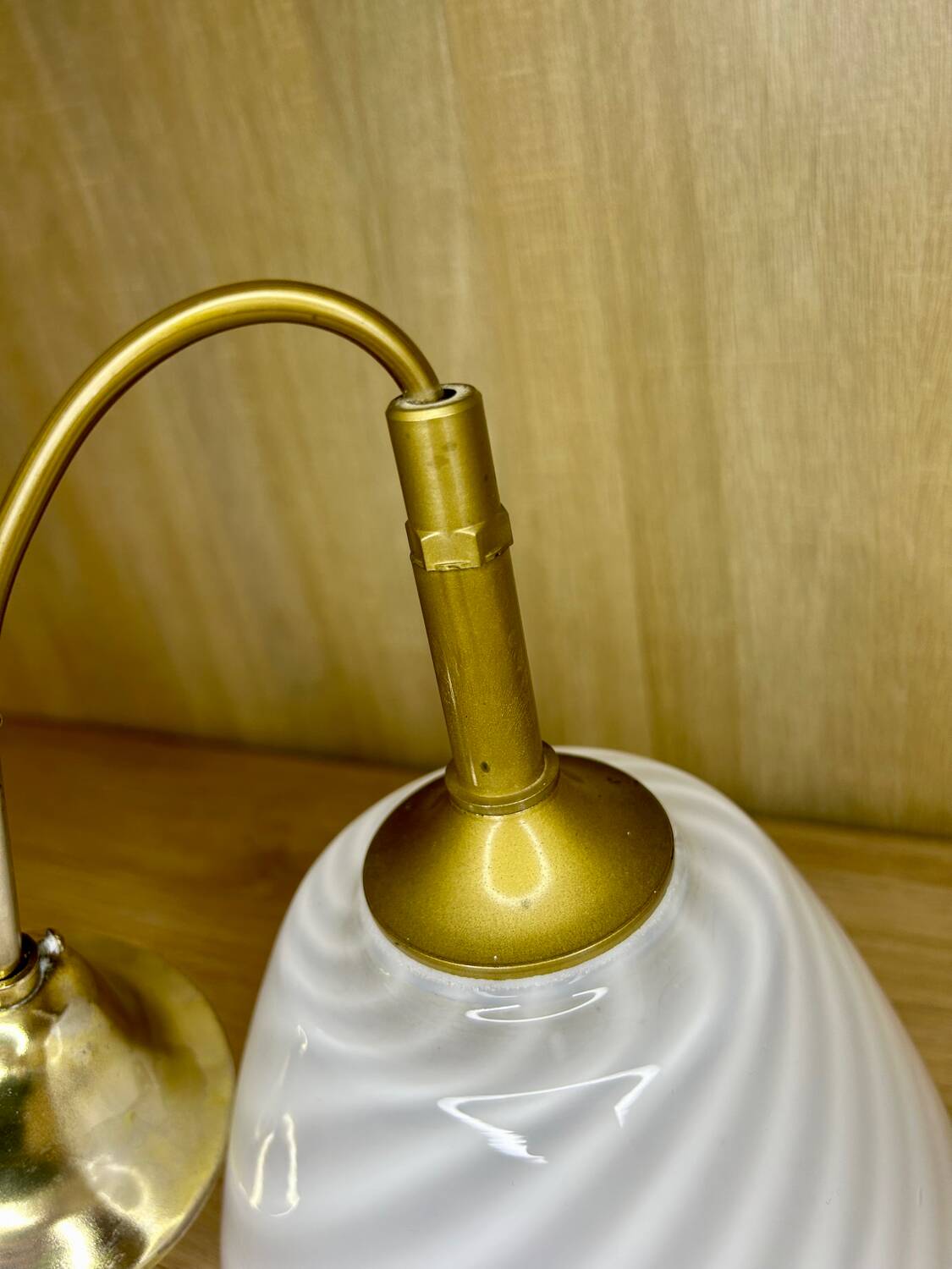 Lampe Suspension Murano Verre Blanc Et Caramel