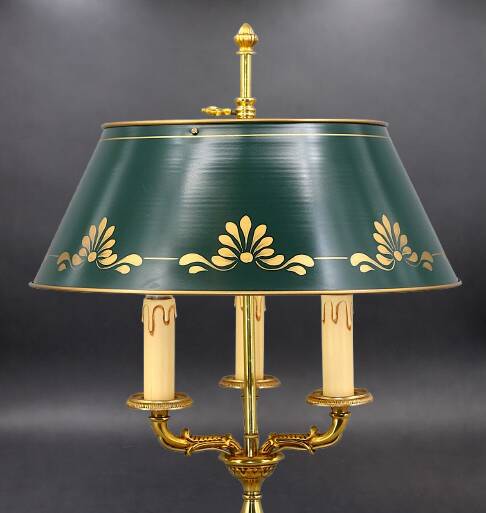 Empire Style Bouillotte Lamp in Gilded Bronze with Three Lights "Lucien Gau"