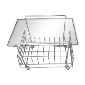 High-steel furniture chrome on wheels and Max Sauze smoked glass tray