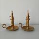 Set of 2 brass cellar rat candlesticks