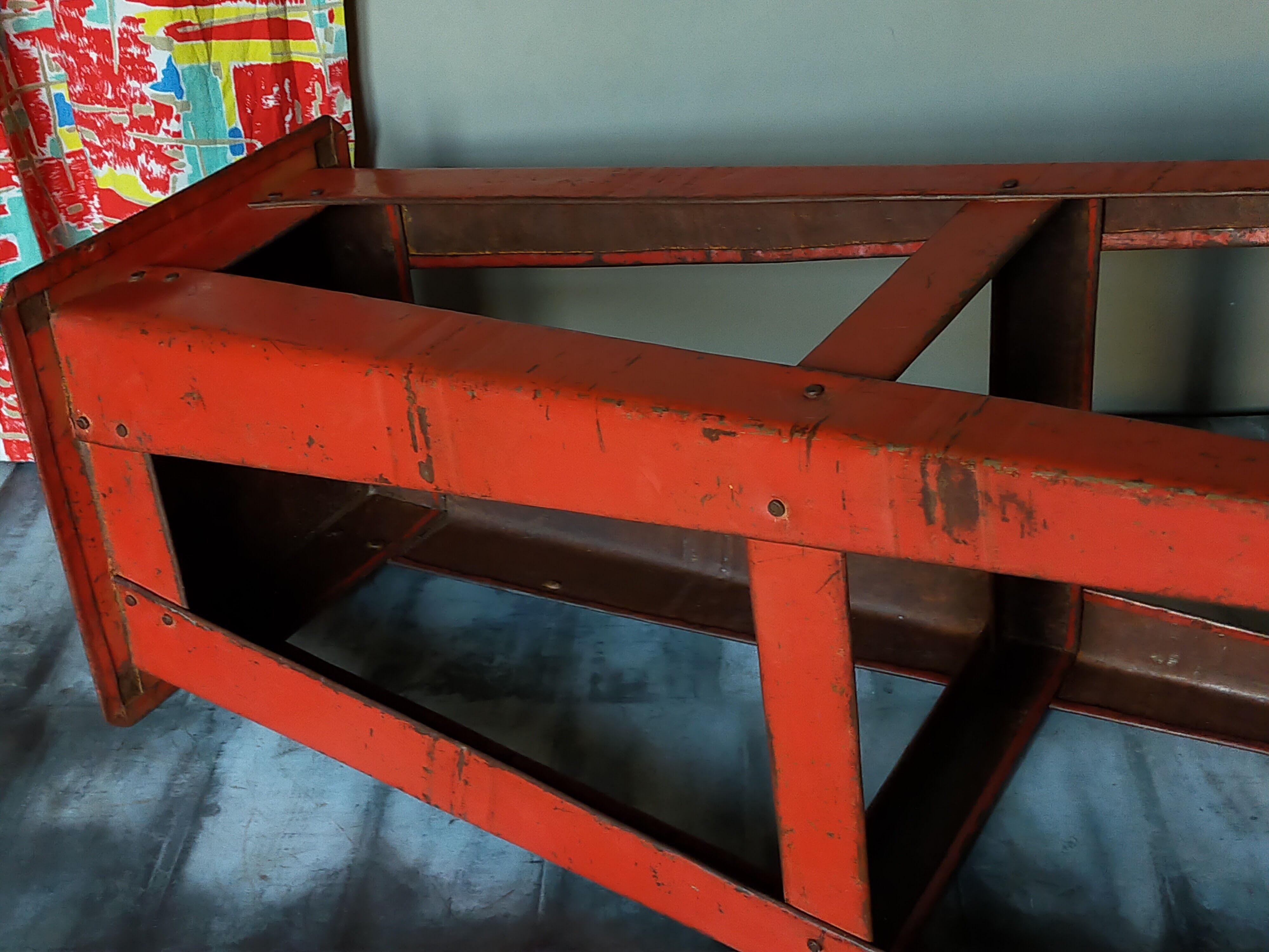 Vintage industrial stool made of recycled sheet metal