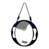 Small round wall mirror in dark blue bakelite 1960