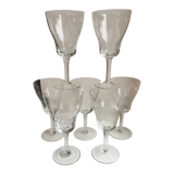 Set of 7 wine glasses, crystal water engraved 50-60s