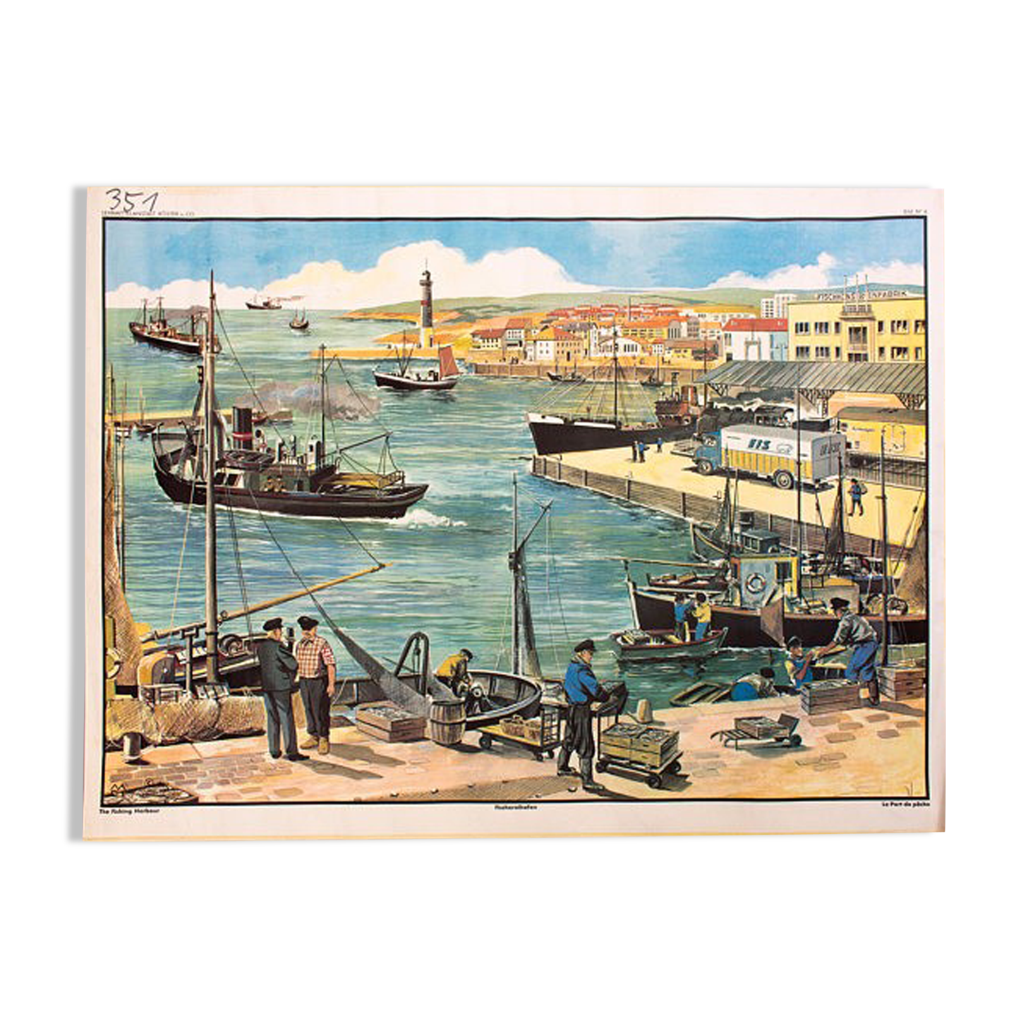 Poster "Fishing" educational grid 1965