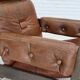 1970s, Scandinavian armchair, furniture leather, canvas, oak wood.