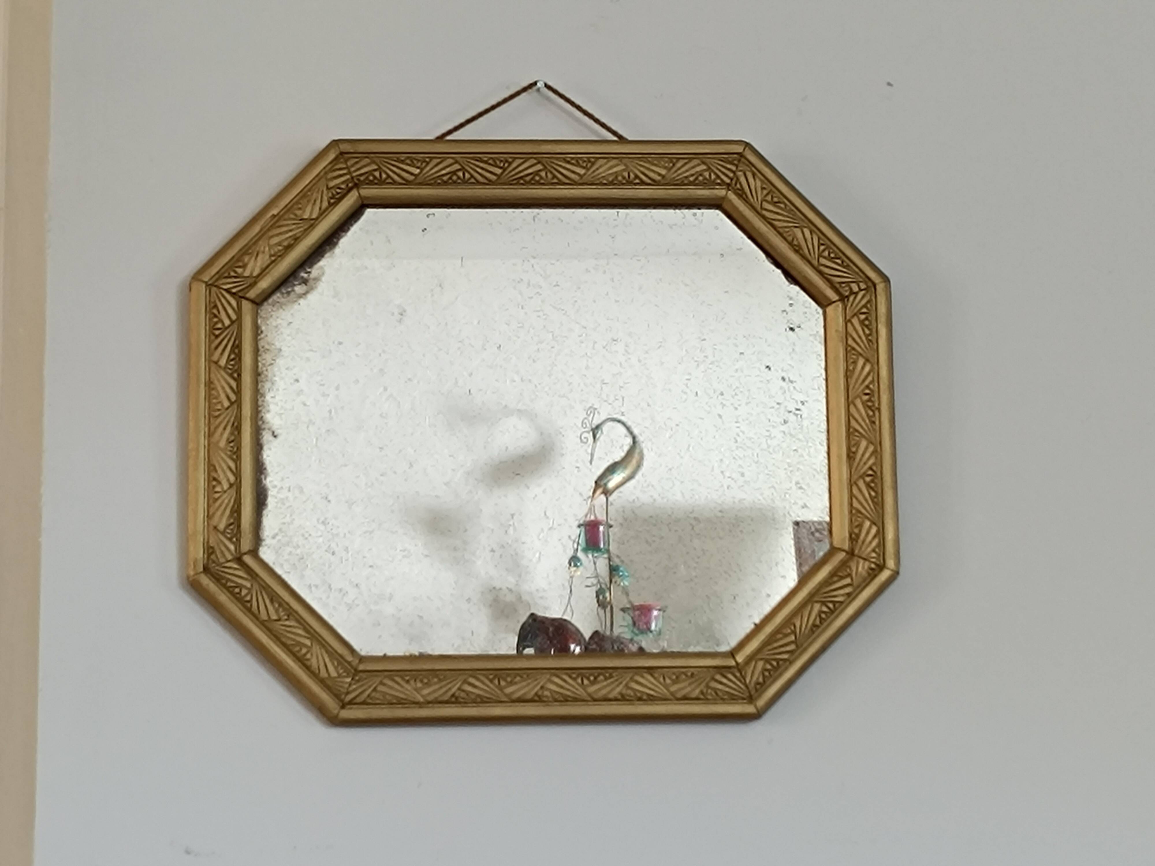 Small octagonal art nouveau mirror