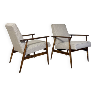 Paire de fauteuils Henryk Lis 300-190 en tissu gris bleu chiné, années 70