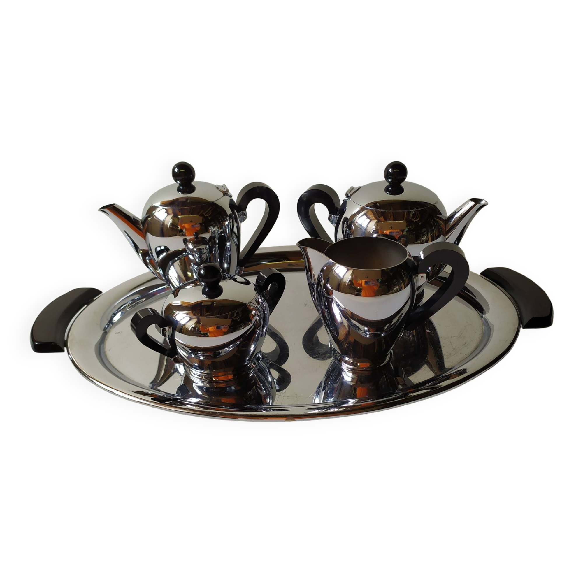 Vintage coffee and tea service by Alessi, 1940s, set of 5