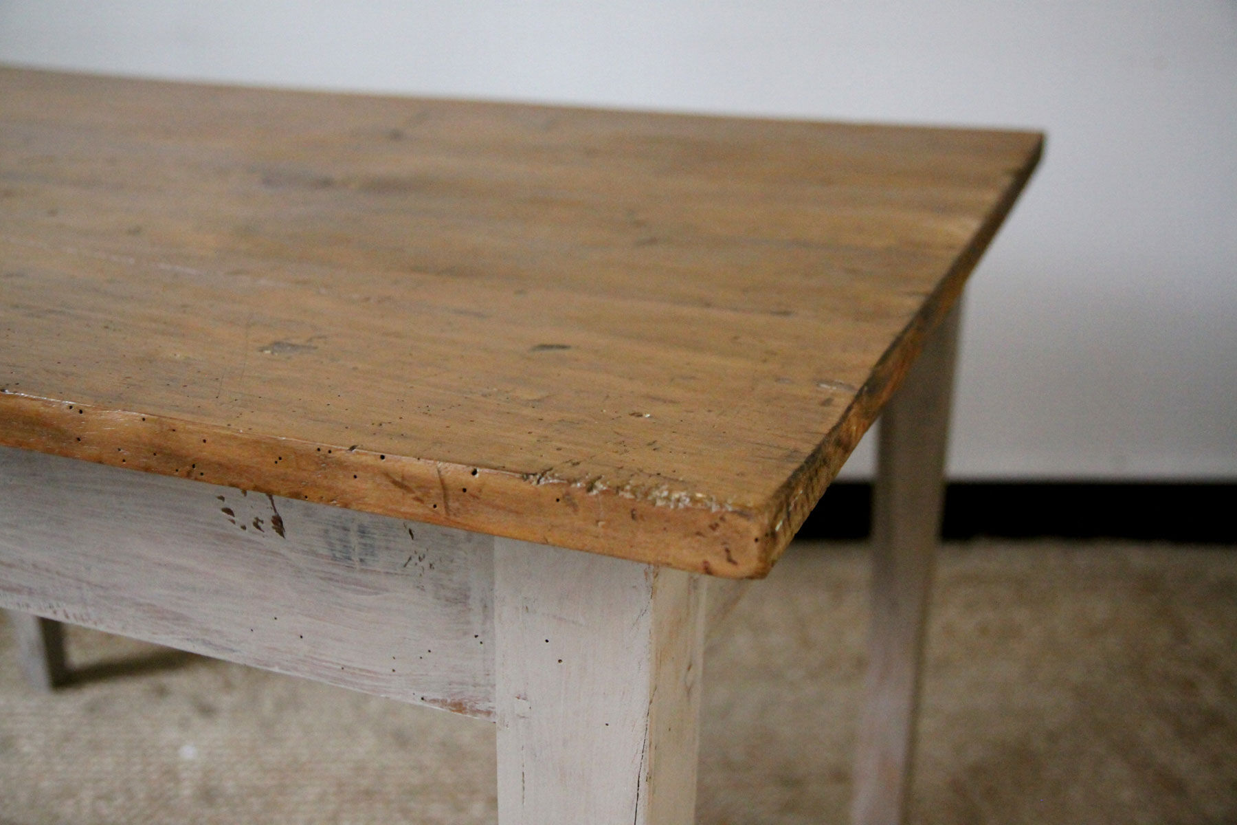 Patinated wooden dining table