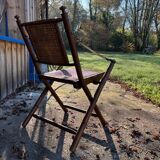 Teak and cane folding chair from the 1900s
