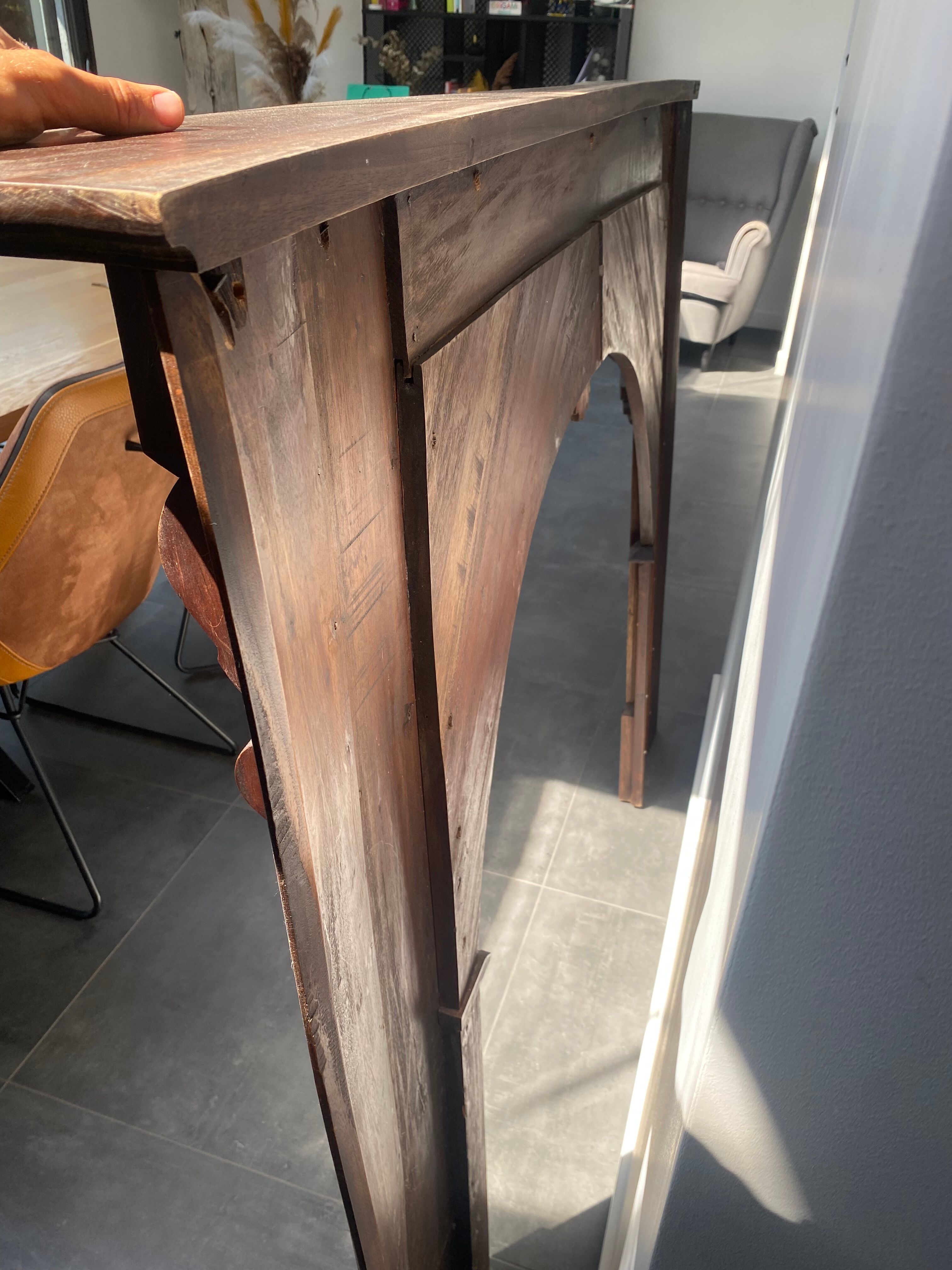 Wood fireplace mantle