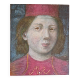 Martine Bligny - Tempera on canvas - Portrait of a woman - Signed