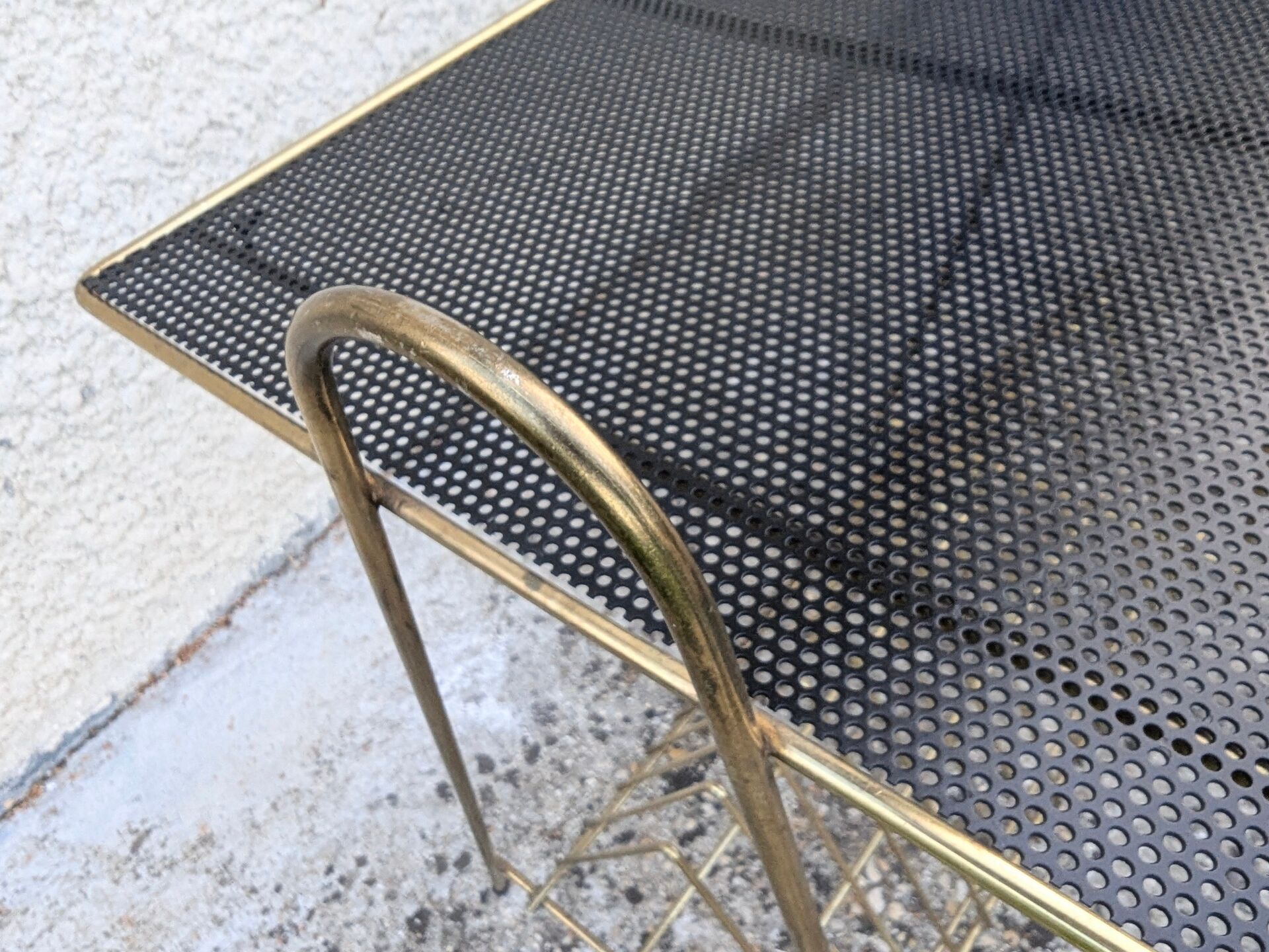 Table d'appoint porte-vinyles Revues vintage 50 60 Mid Century