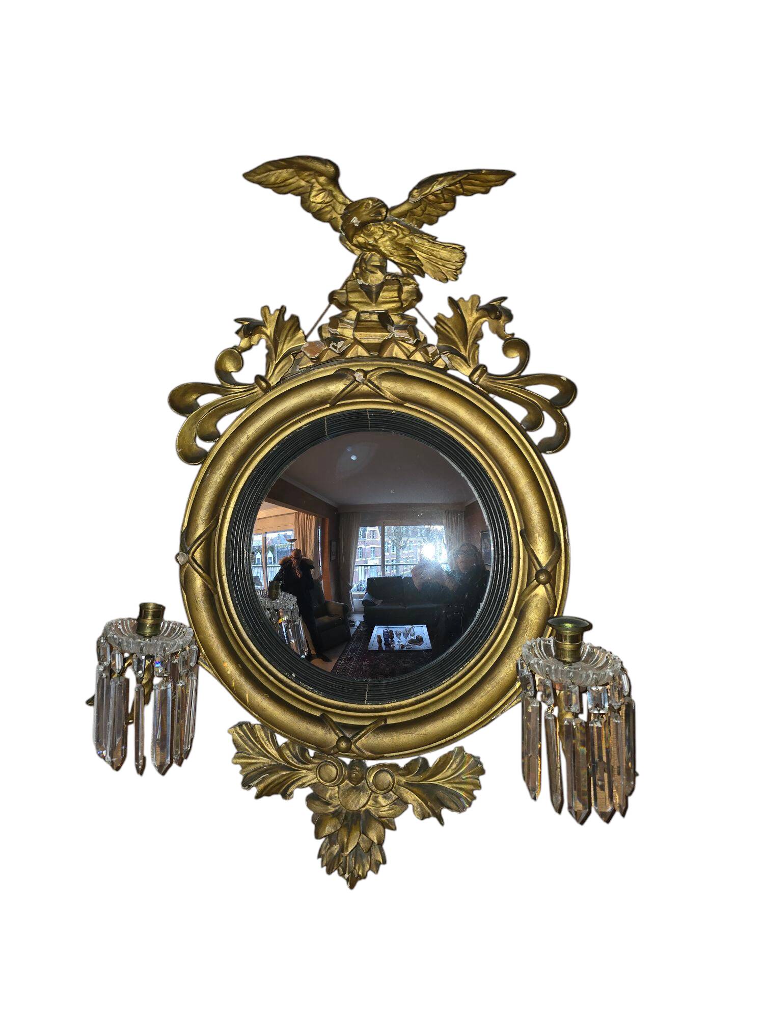 NAPOLEON III Style Witch Mirror With Tassel Candle Holders
