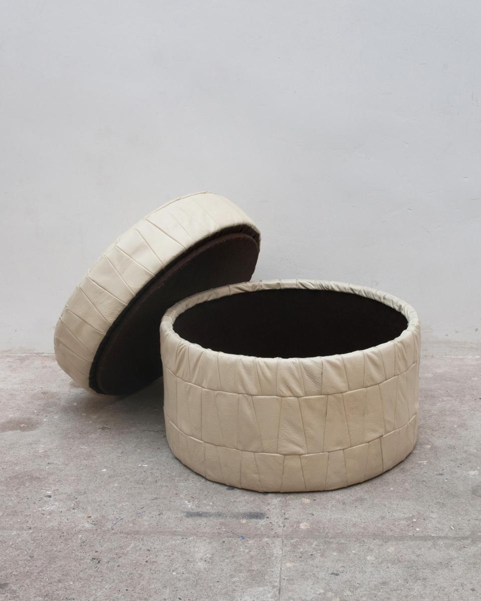 Pouf in leather patchwork 1970 vintage s