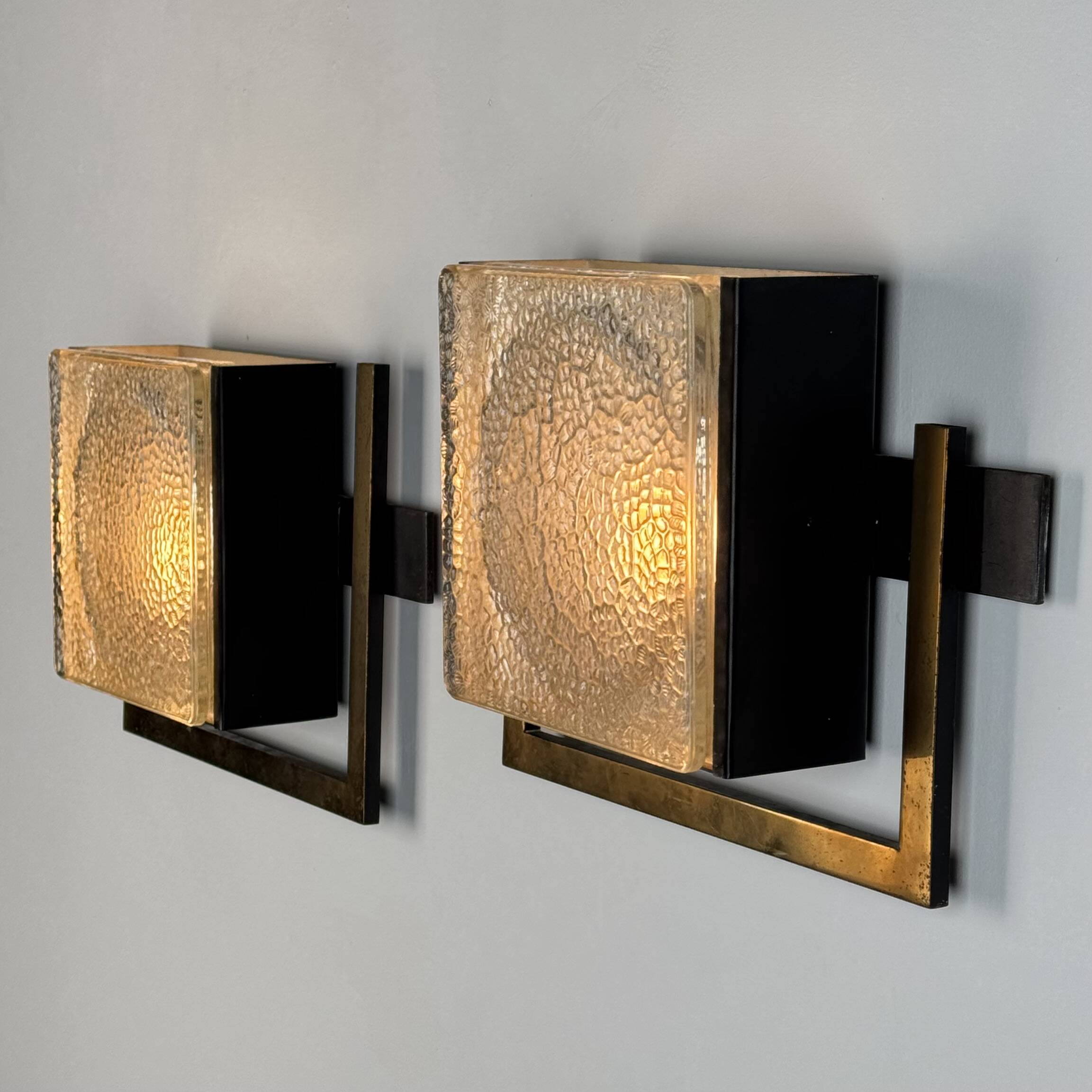 Pair of Wall Lights by Jacques Adnet, From the Nevada line, France 50s