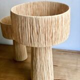 Minimalist raffia bedside table lamp