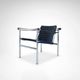 LC1 blue and black ponyskin armchair by Le Corbusier et al for Cassina 1990
