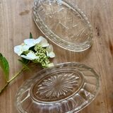 Vintage glass butter dish with cow decorations