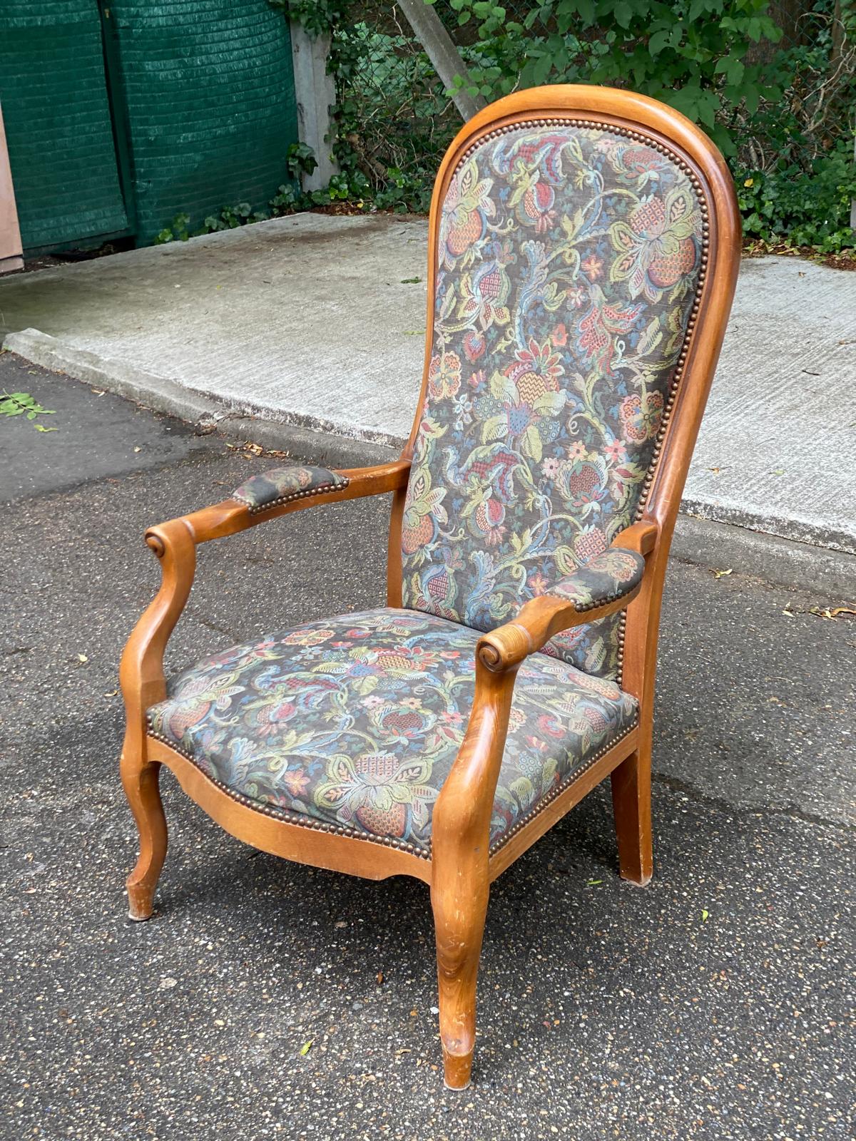 Voltaire armchair Louis Philippe in solid wood and fabric