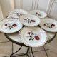 Set of 6 flat flower plates Badonviller 30s