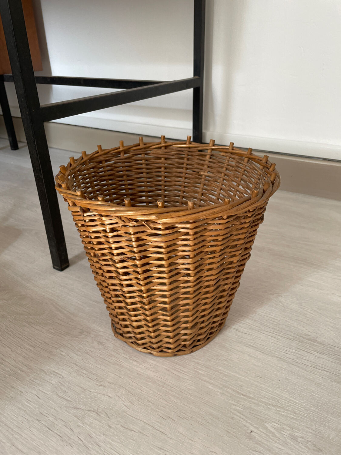 Rattan wastepaper basket 1950.