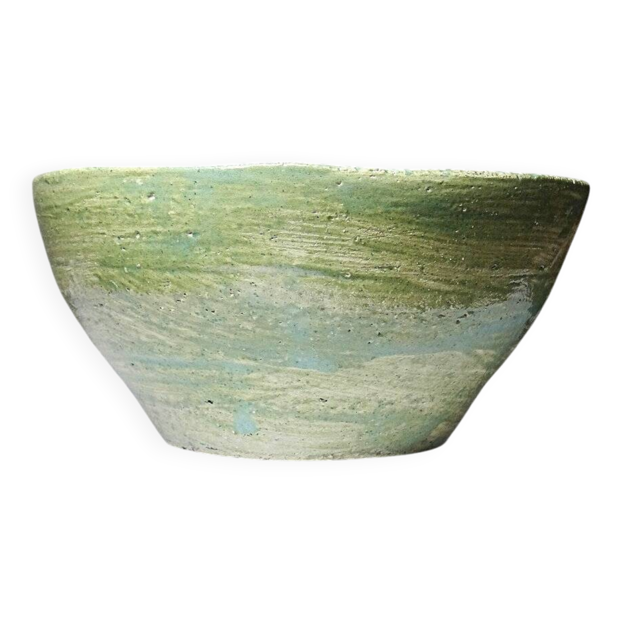 Vintage XX-XIXth century celadon blue-green ceramic artisan bowl wabi-sabi.