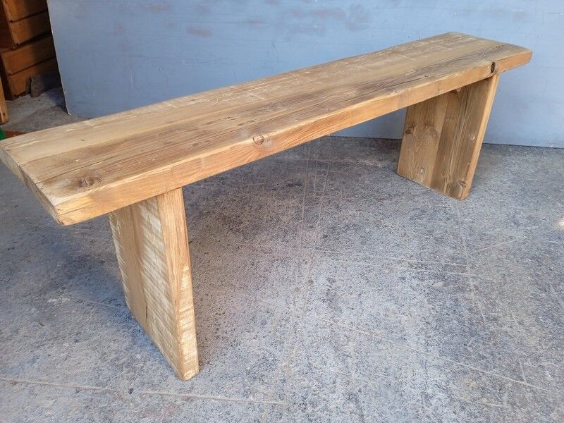 Old patinated solid wood bench 140cm