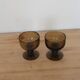 Pair of vintage brown smoked glass cups – 1960s/70s