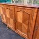 Light solid wood enfilade with Louis XV marquetry from the 20th century, 227cm.