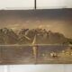 Tableau Peinture Huile Toile Paysage Montagne Lac Suisse Signé Veillon