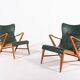 Architectural Swedish Mid-Century Modern armchairs by Axel Larsson, 1950’s