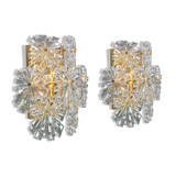 Magnificent pair of crystal wall lights by Kinkeldey, Germany, 1970s.