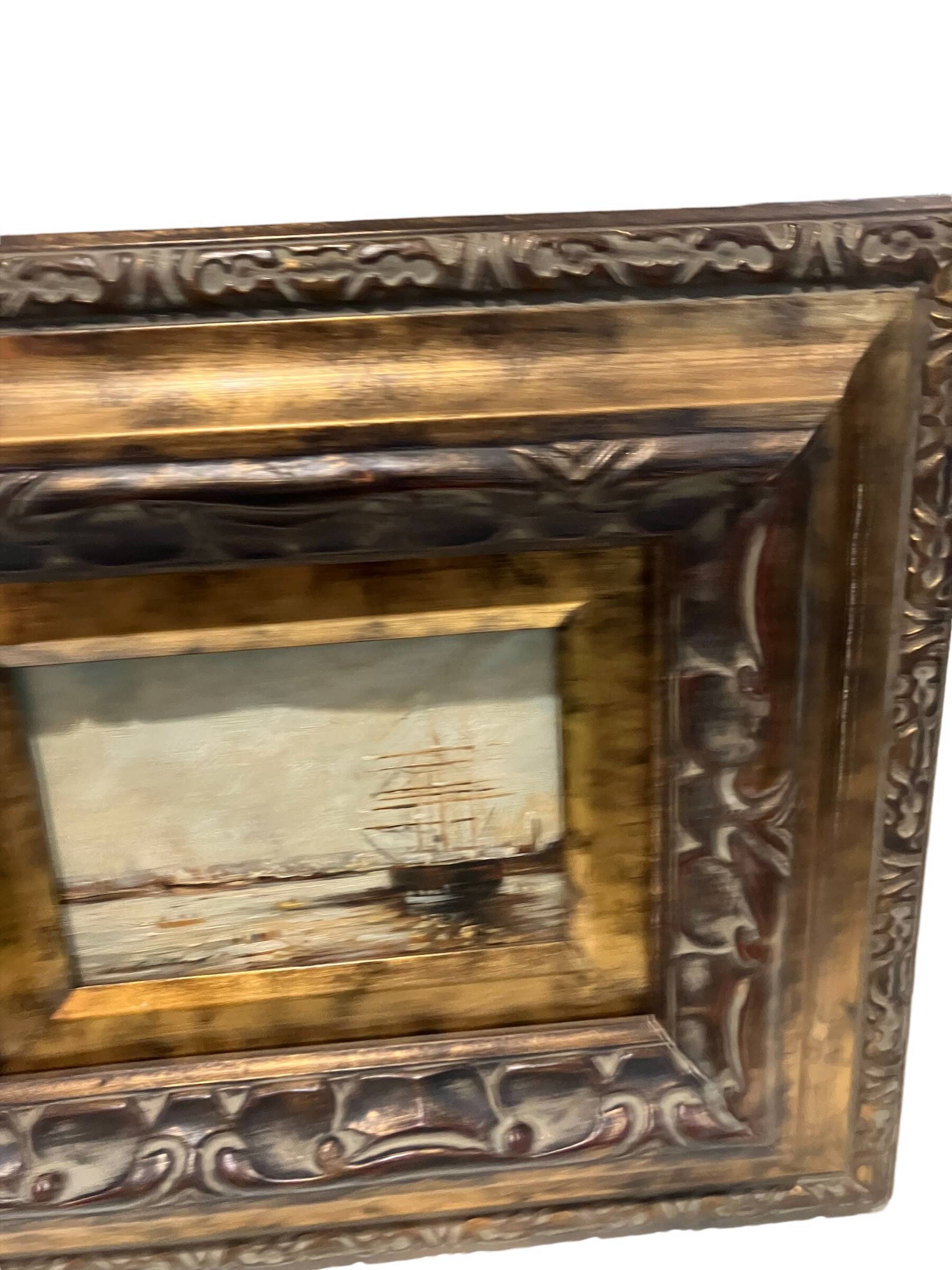 Oil on canvas "bateaux au port" signed e. guilleux