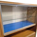 Buffet, meuble bar vitré vintage en bois