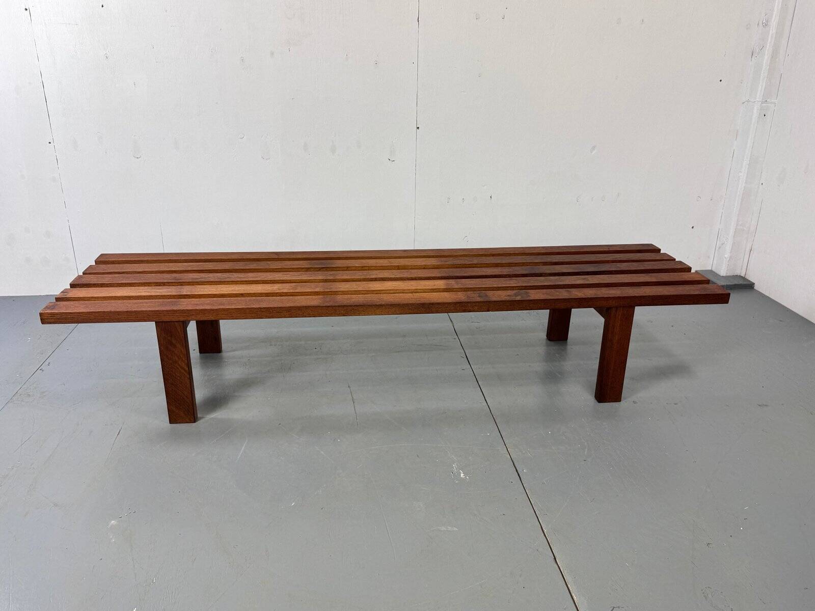 Mid-century modern brown wood slatted coffee table by Martin Visser for 't Spectrum, 1960s