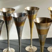 6 Flutes Champagne Laiton Argenté Vintage