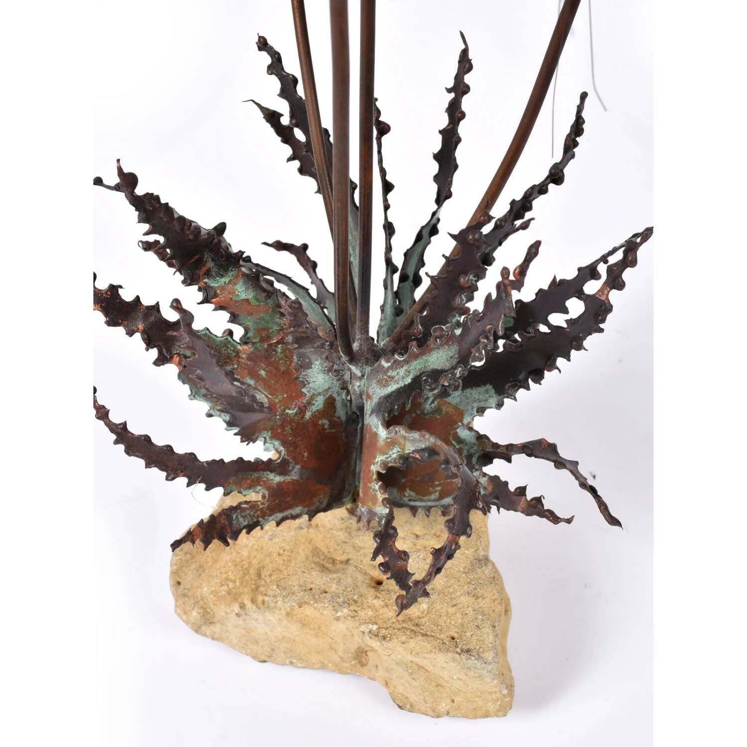 John Steck Desert Rose Metal and Stone Vintage Brutalist Sculpture