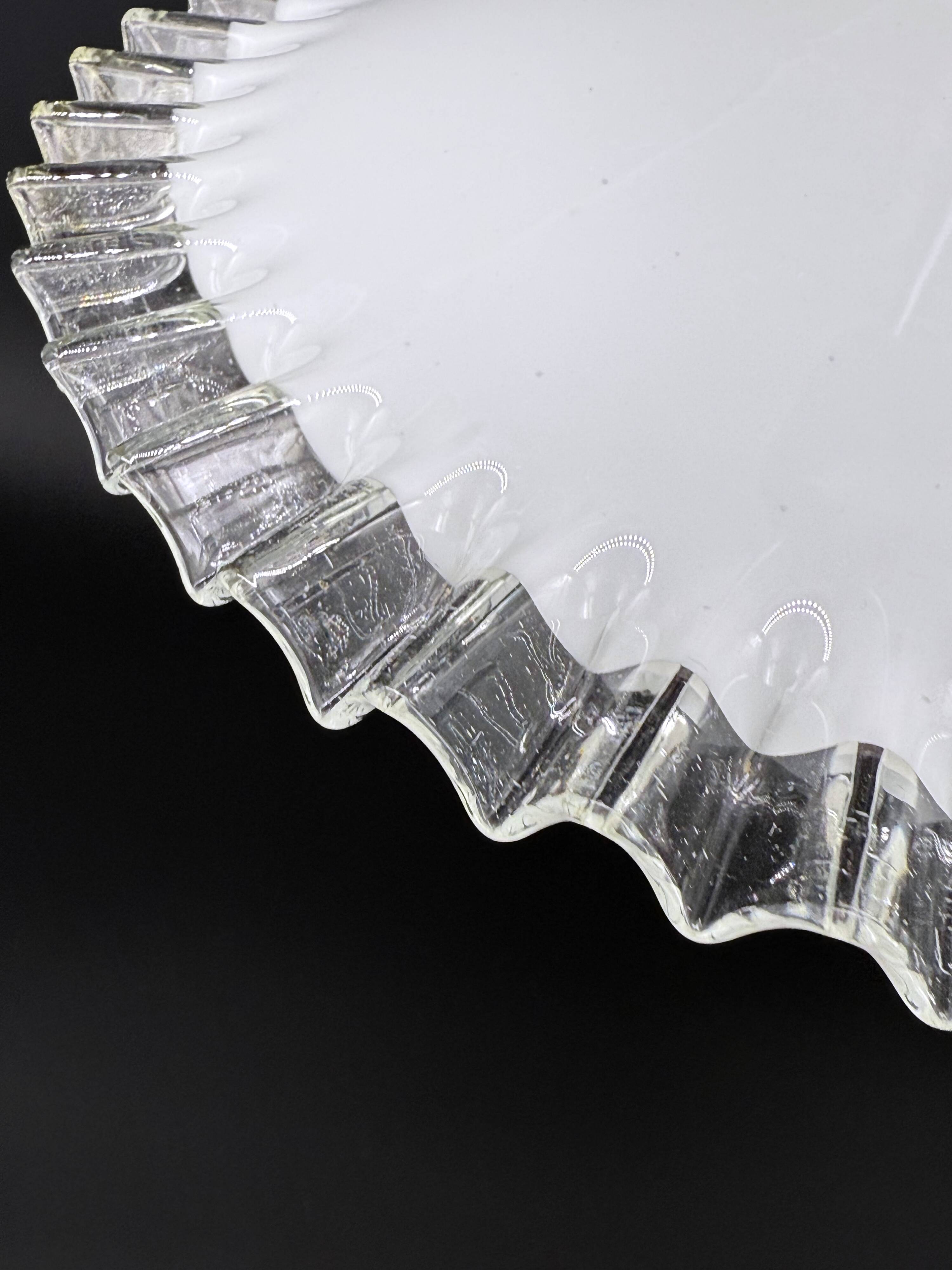 Vintage pendant light in white opaline glass