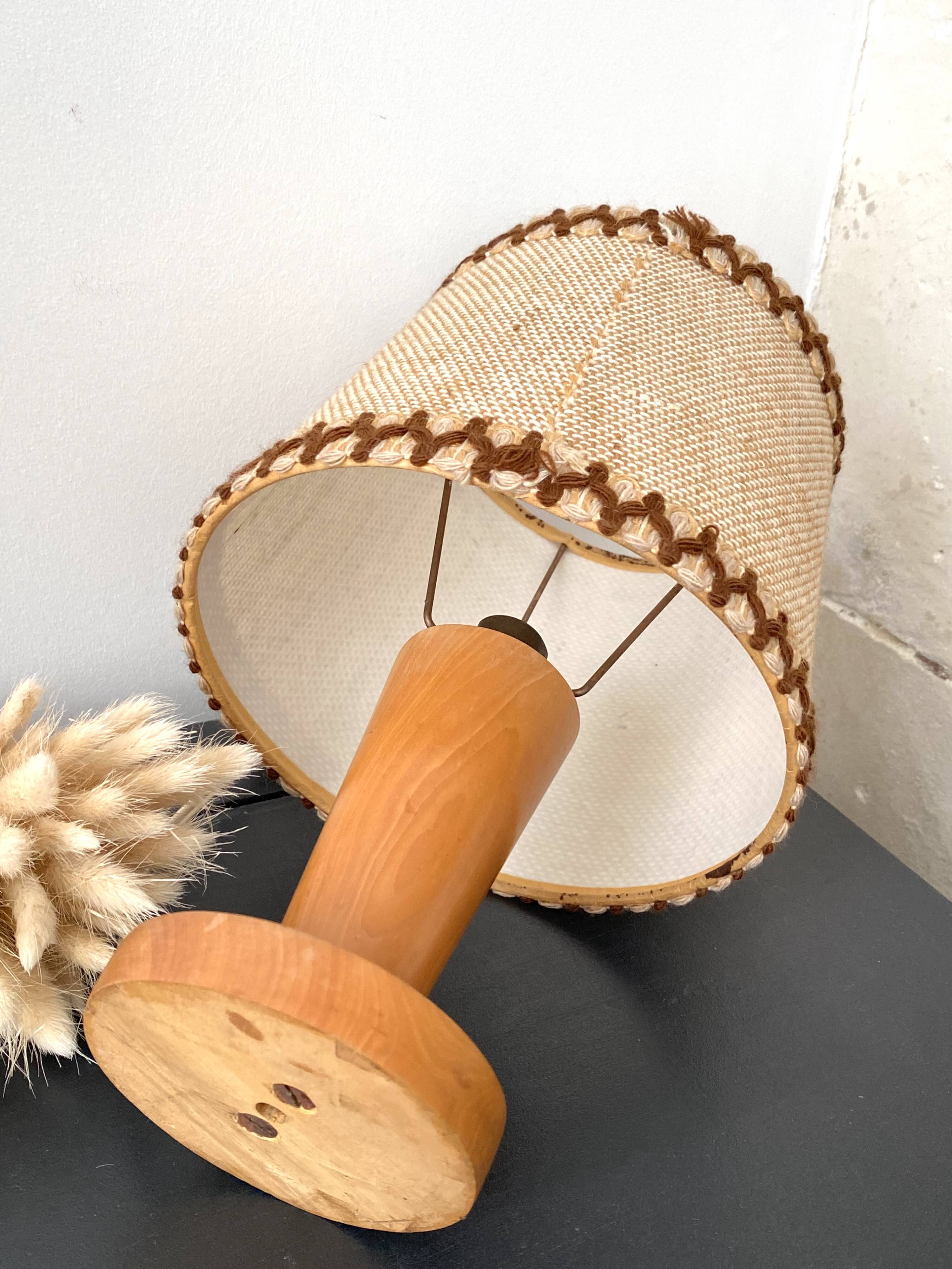 Wooden table lamp, 70s