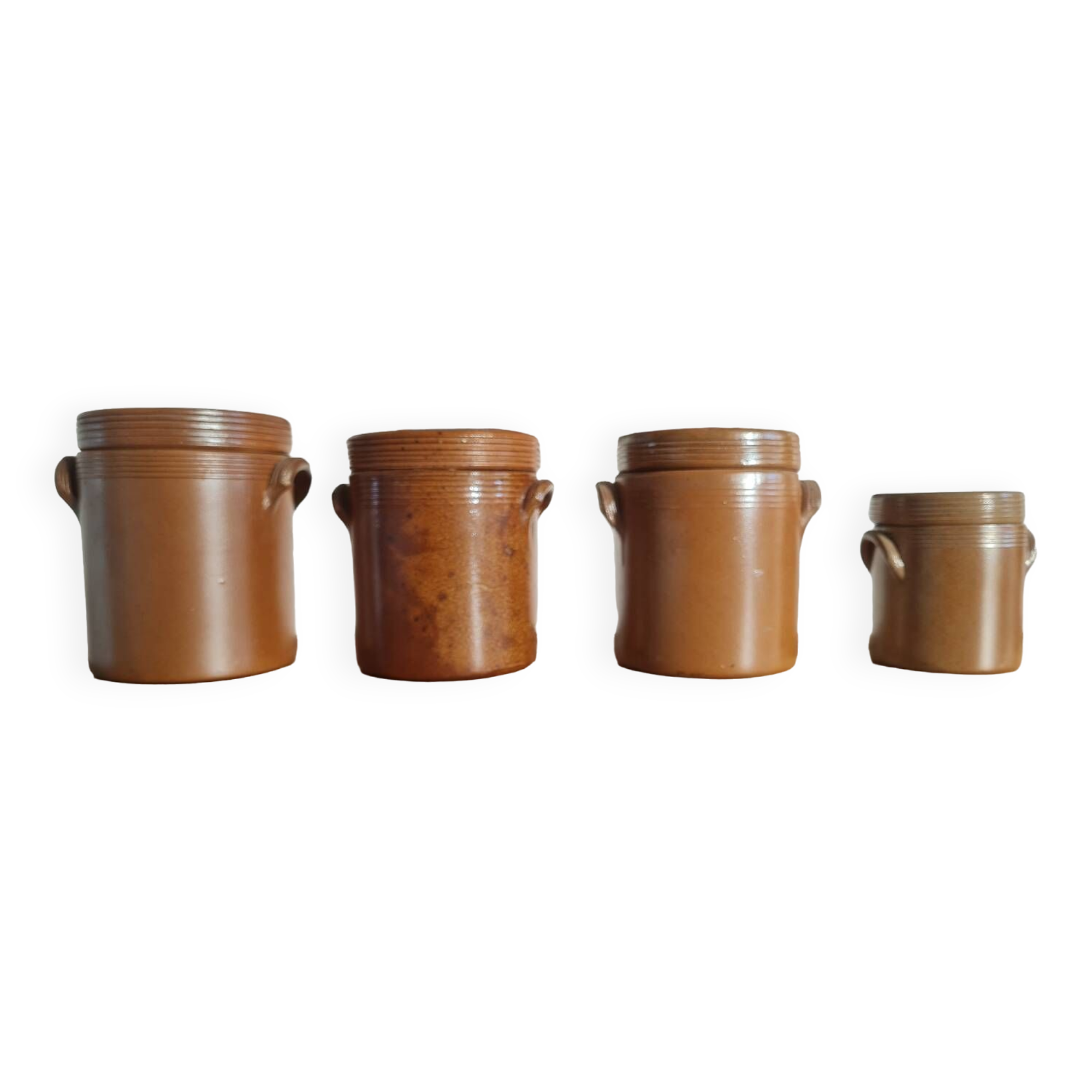 Set of 4 stoneware grease pots