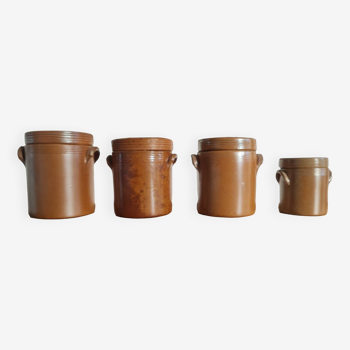 Set of 4 stoneware grease pots