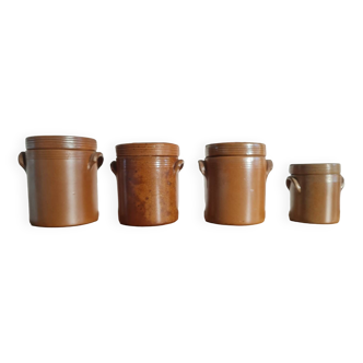 Set of 4 stoneware grease pots