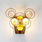 Polished brass and crystal glass wall lamp by Palwa, Germany 1960s