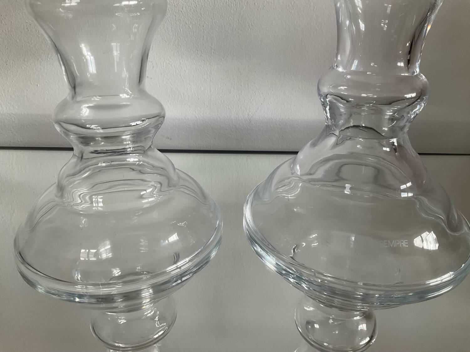 Pair of vintage blown glass candlesticks
