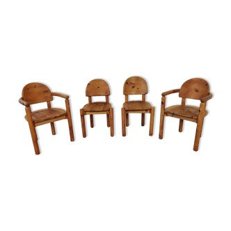 4 chaises en pin de Rainer Daumiller, années 80