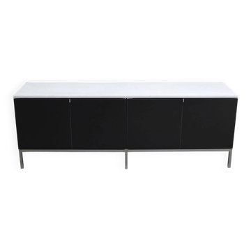 Freestanding black & marble credenza by Florence Knoll for Knoll, 1961